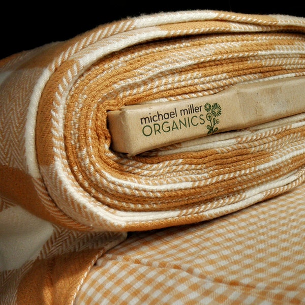 Organic Cotton Flannel Like Buffalo Check Fabric - Yardage - Fawn and Cream Check by Michael Miller Fabrics