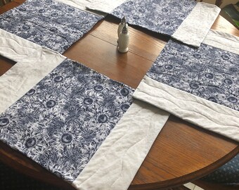 Sunflower Placemats - navy and white