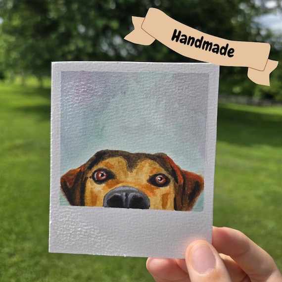 Instant Photo Style Watercolor Pet Portrait - Keepsake - Custom Small Painting Gift