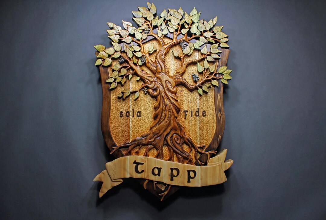 Crest Sign Rectangle Custom Carved Wood Family Crest Sign, Handmade - Etsy