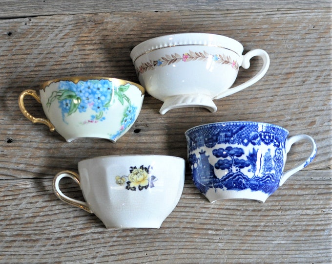 Half Tea Cups for Mosaic Art, Broken China Tiles, 3D Assemblage, Mixed