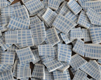 100 Broken Plate Mosaic Tiles, Light Blue, Geometric, Recycled Materials, Mosaic Art Supply Materials, Background, Mixed Media Assemblage