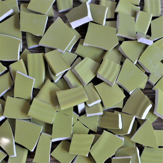 Uneven Edge Cut China Mosaic Tiles 100 Green Irregular Tiles Broken 