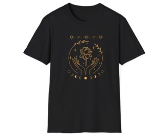 Mystic Floral Moon Phases T-Shirt, Lunar Tee, Celestial Shirt, Boho Top, Nature Lover Gift, Moon Cycle Clothing