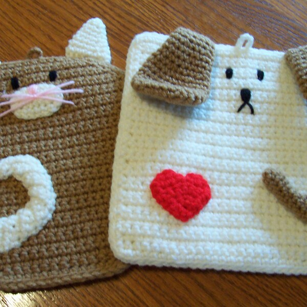 We is Friends Kat and Dawg Wall Hanging / Potholders (pr)
