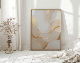 Gold Creme Abstract Wall Art | Neutral Textured Canvas Painting | Modern Cream Beige Gold Home Decor | Elegant Minimalist Original Artwork