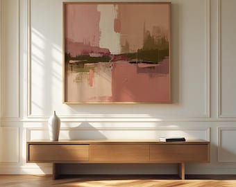 Contemporary Abstract Wall Art Print Pink Terracotta Olive Green Beige Modern Minimalist Painting Large Abstract Artwork for Living Room