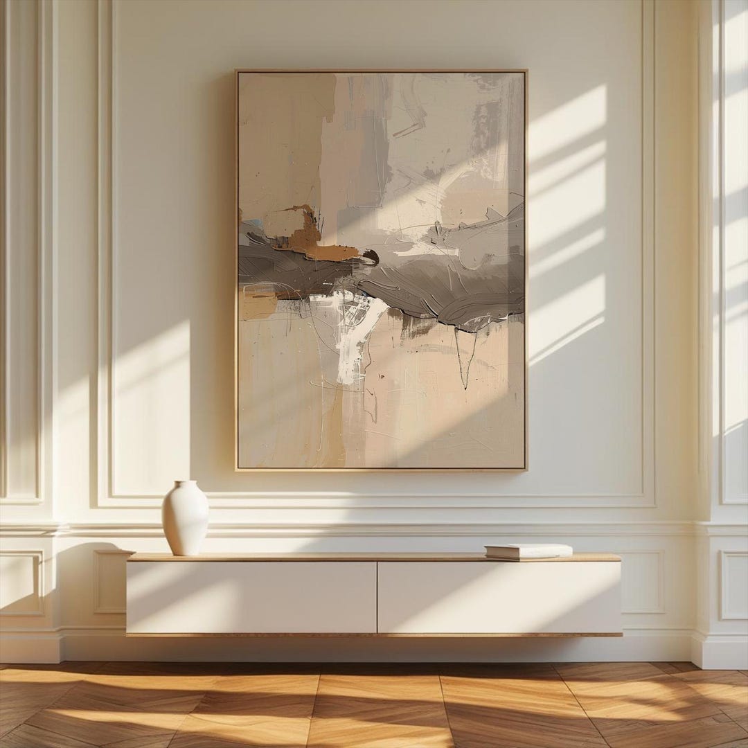 Modern Abstract Painting Neutral Textured Wall Art Minimalist Beige ...