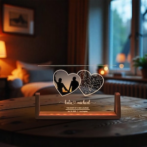 Cadeau photo personnalisé et lampe de carte des étoiles par date, carte personnalisée de la constellation d'étoiles avec les noms du couple et la date, notre cadeau premier rendez-vous pour elle et lui