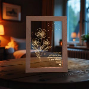 Carta personalizada con luz de noche floral como regalo de San Valentín, regalo personalizado escrito a mano para parejas, regalo para ella o para él, regalo de aniversario