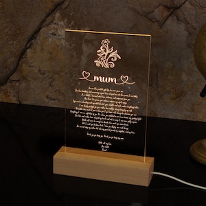 Aangepaste handgeschreven brief nachtlampje cadeau voor moeder, gepersonaliseerde Moederdag cadeau, verjaardagscadeau voor haar, brief cadeau, beste moeder cadeau lamp