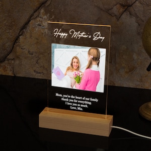Luz noturna com letras personalizadas e foto como presente de Dia das Mães, presente personalizado da família para a mãe, melhor presente para a mãe, presente de aniversário dos filhos