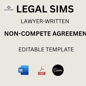 Non-Compete Agreement Template | Editable Non-Solicit Contract | Attorney-Written | Instant Download PDF | Noncompete Form
