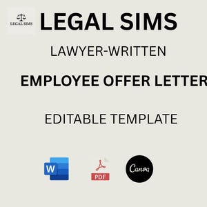 Plantilla de carta de oferta de trabajo / Editable en Word y PDF / Carta de oferta de empleo profesional / Descarga instantánea en PDF