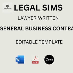 General Business Contract  | Editable Instant Downloads | PDF and Microsoft Word | Legal Contract Template | Service Contract