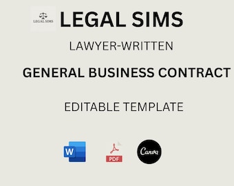 General Business Contract  | Editable Instant Downloads | PDF and Microsoft Word | Legal Contract Template | Service Contract