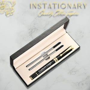 Personalisierter Luxus gravierter Kugelschreiber mit gravierter Box und Minen, anpassbarer personalisierter Stift
