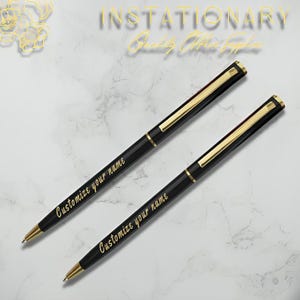 Gepersonaliseerde extravagante gegraveerde balpen, gepersonaliseerde gegraveerde pen, gegraveerde balpen zwart-blauwe pen