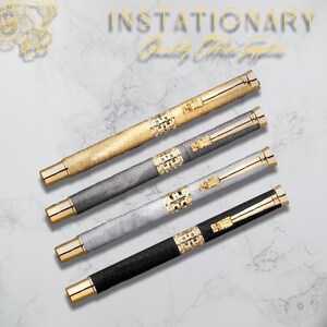 Caneta esferográfica de luxo com acabamento dourado, caneta esferográfica recarregável, canetas douradas, canetas sofisticadas, caneta para presente, presente de escritório