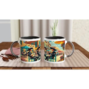 Santa Fe Vibes, Los Mariachis -- 11oz. Ceramic Accent Colors Coffee Mug