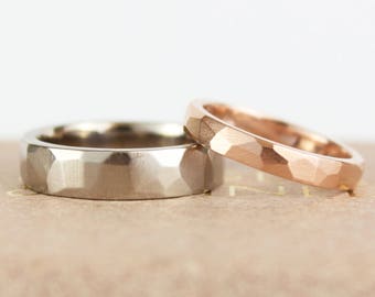 Juego de bandas de boda para él y para ella, juego de anillos de boda de oro, compromiso de boda, joyería