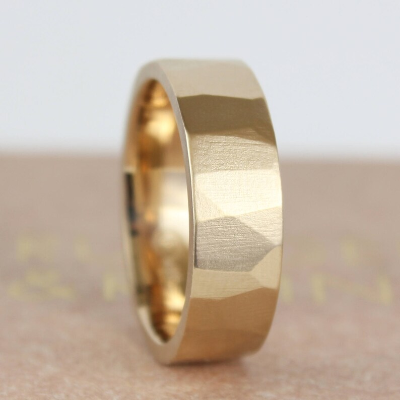 Mens Yellow Gold Wedding Ring Etsy