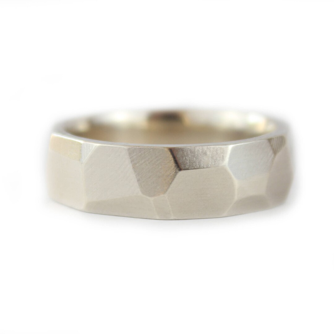 5659022 Mens Faceted Wedding Ring White Gold - Etsy