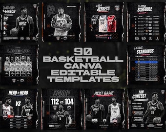 BASKETBALL CANVA Templates: Game day Final Score MVP Lineup Player Stats Sports Social Media Kit