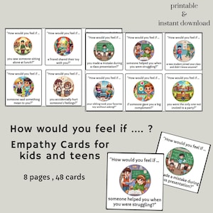 Cartes d'empathie pour enfants et adolescents, Comment vous sentiriez-vous si .... ? | ,émotions, psychologie, ESL, anglais, grammaire, passé, feuilles de travail, noprep