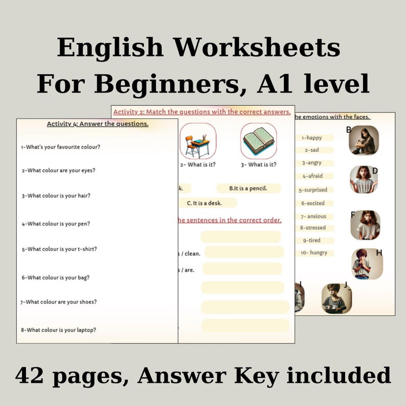 Hojas de trabajo de inglés para principiantes: gramática, vocabulario y ...