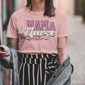 Cute &quot;Mama Nurse&quot; Garment-Dyed T-Shirt, Gift for Nurses, Everyday Wear, Nursing School Grad, Healthcare Appreciation, Proud Mama