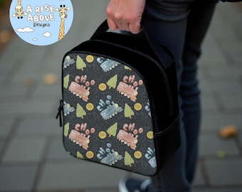Bolsa de almuerzo con diseño de tren caprichoso para niños, ecológica, con aislamiento, ideal para la escuela, picnics y viajes. Lonchera divertida para el regreso a clases.