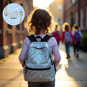 Dolphin Swimming light blue Backpack, Ocean Inspired Bag, Sea Life Rucksack, Underwater Theme, Back to School Book Bag