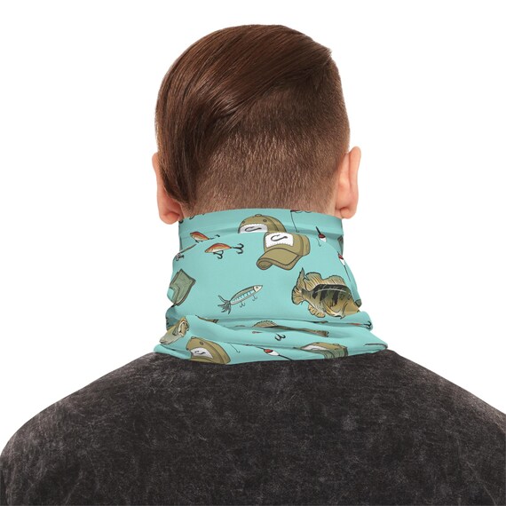 bandana fishing pole Fishing Neck Gaiter, Outdoor Sports, Fisherman Gift, Angler Face Covering, Fishing Pole Bandana, Fishing Lure Headwear, Bass Fish