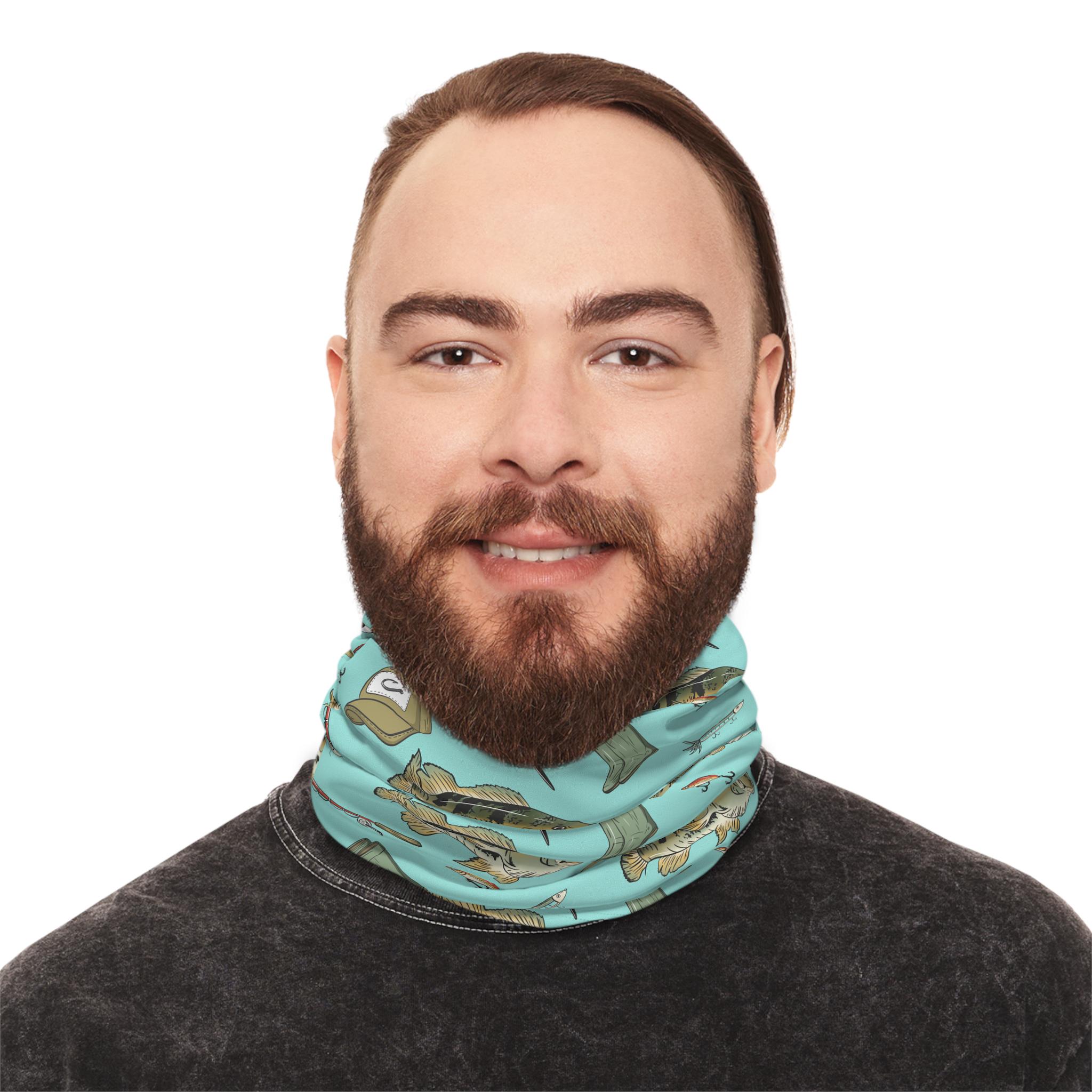 bandana fishing pole Fishing Neck Gaiter, Outdoor Sports, Fisherman Gift, Angler Face Covering, Fishing Pole Bandana, Fishing Lure Headwear, Bass Fish