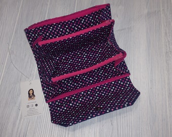 Necessary Clutch Wallet - Clutch Wallet -  Accordion Wallet - Navy with Pink Dots Clutch