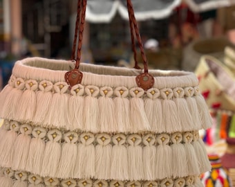 Moroccan Straw Basket: Beach Bag, Market Tote with Leather Handle