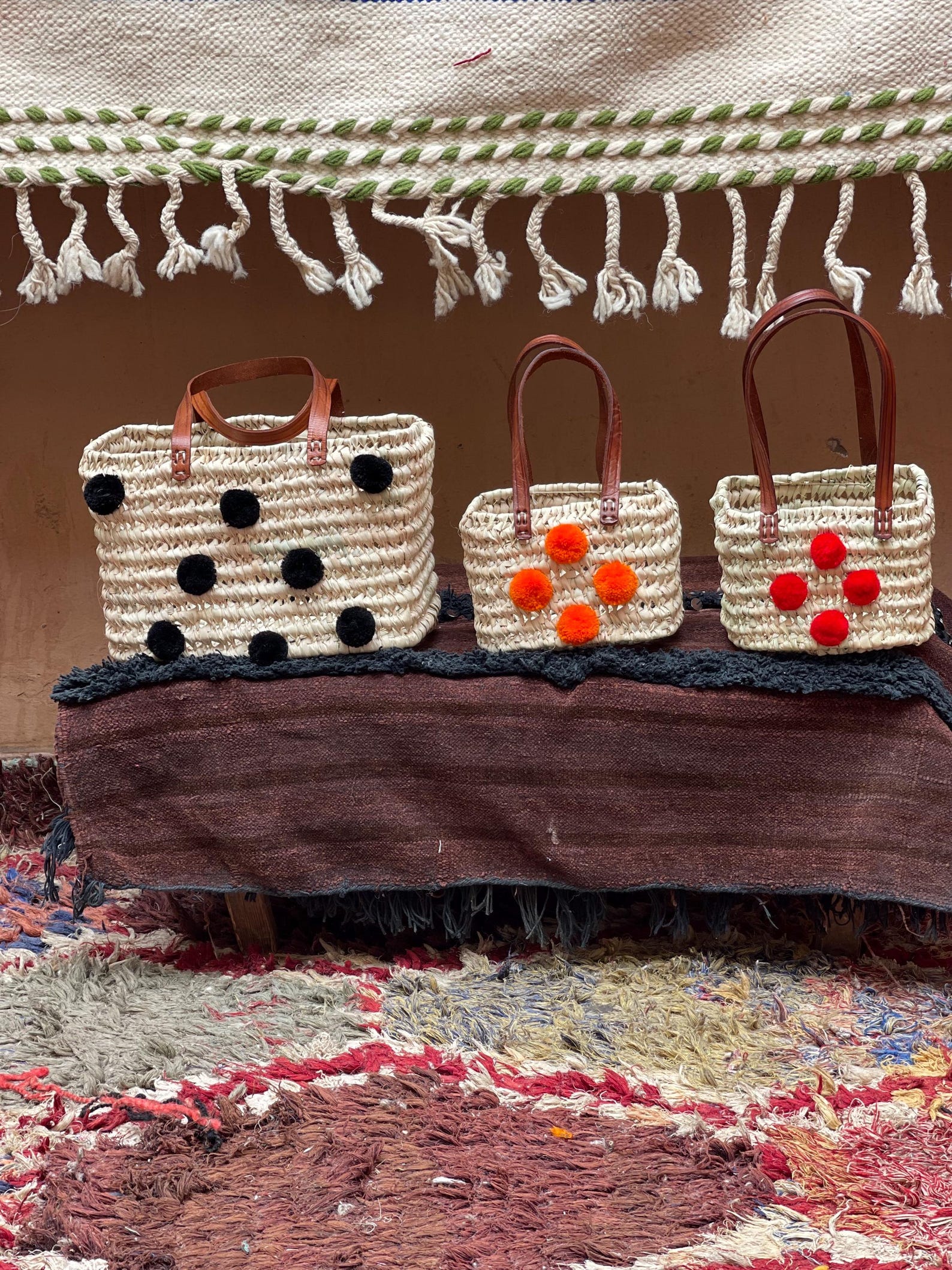 Handwoven Moroccan Straw Basket Bag With Leather Handles - Etsy