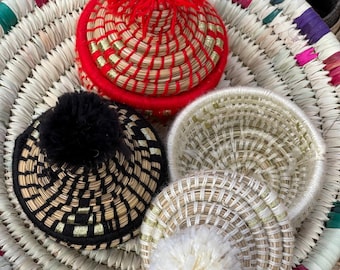 Moroccan Berber Basket with Lid – Colorful Handwoven Storage Box, Boho Home Decor Organizer Gift