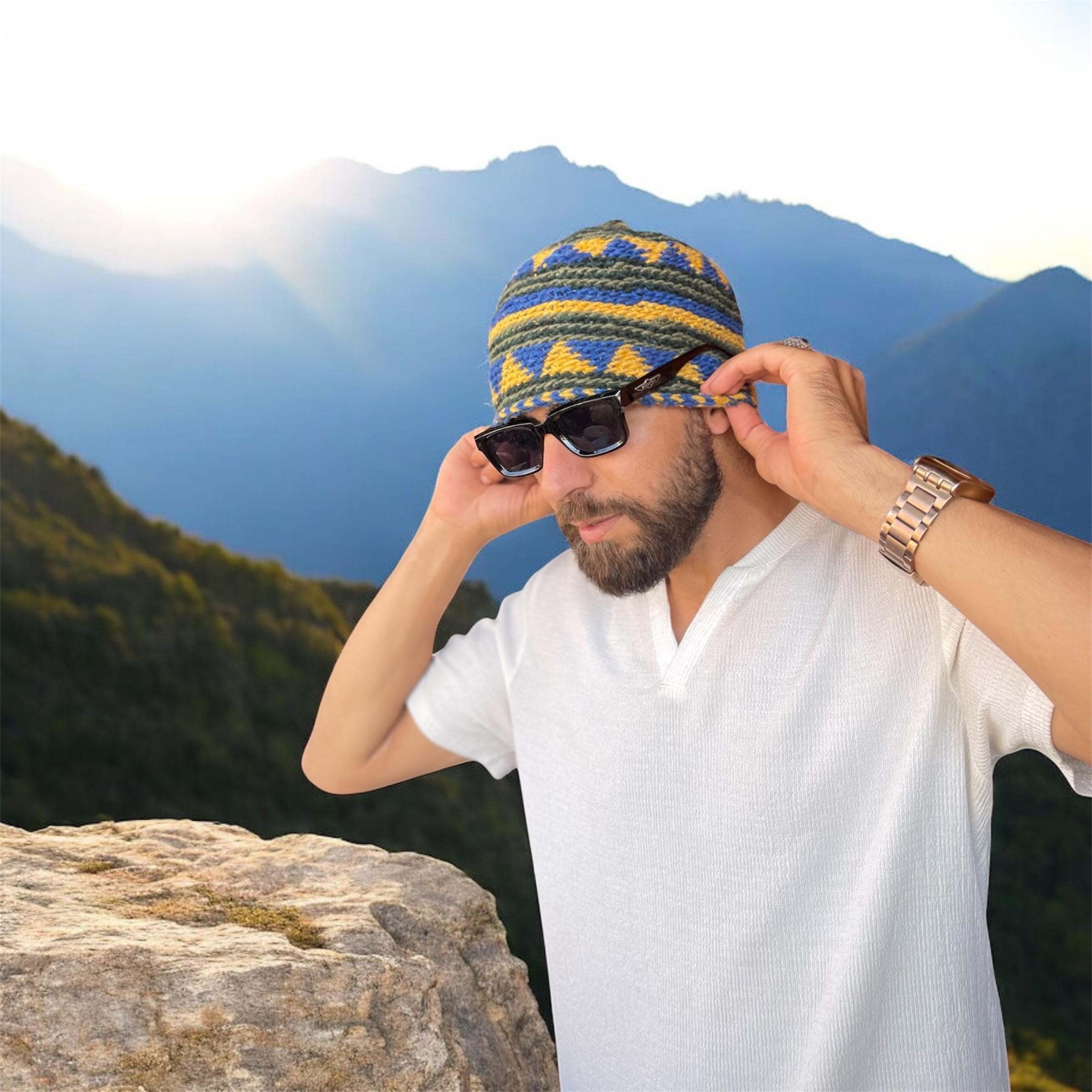 Handmade Moroccan Wool Beanie: Ethnic Berber Crochet Winter Hat