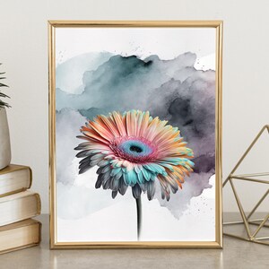 Digital Gerbera Art | Printable Watercolor | Floral Poster | Wall Art Living Room | Colorful Wall Art | Digital Download |