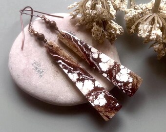 WILD HORSE Jasper, Tigereye/Antiqued COPPER earrings, Natural Stone dangles