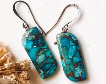 TURQUOISE with COPPER/BRONZE earrings
