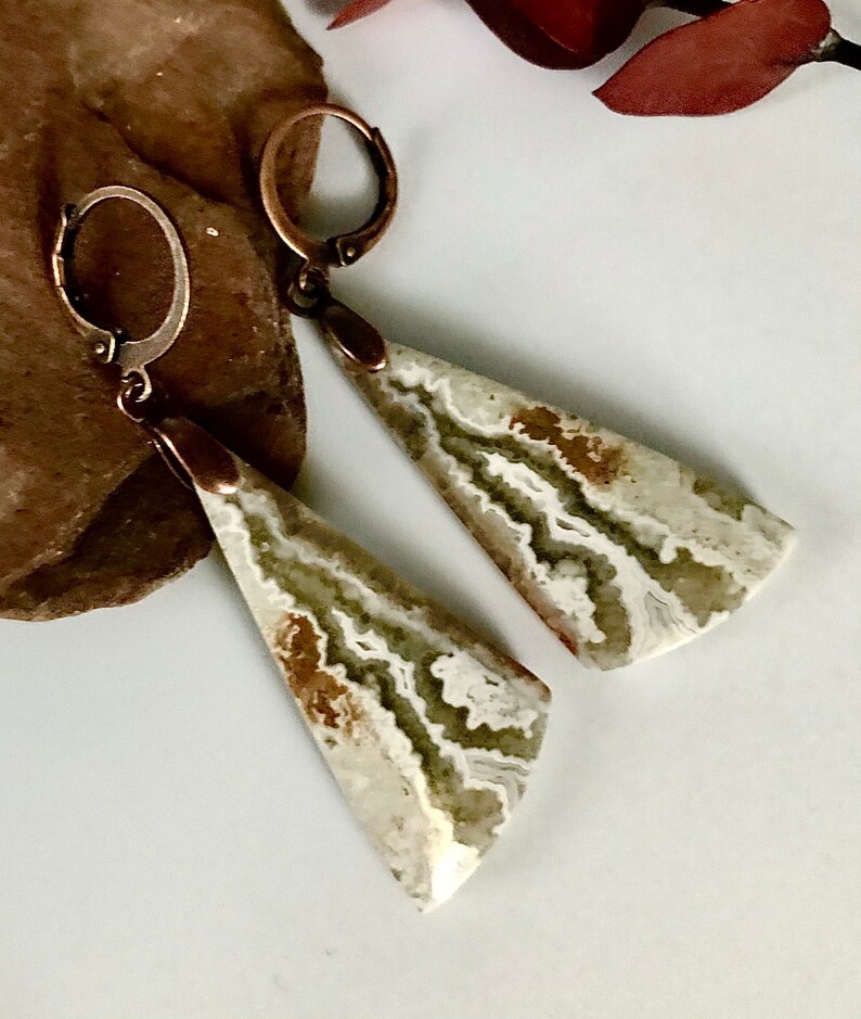 Crazy Lace AgateCopper Dangles