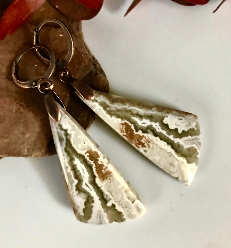 Crazy Lace AgateCopper Dangles