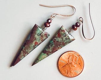 SONORA JASPER, Red Tigereye/GUNMETAL earrings, Natural Stone dangles