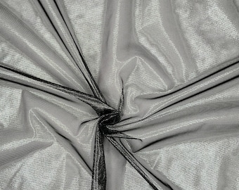 Zwart met metallic mesh-print doorschijnend 4-way stretch nylon/spandex