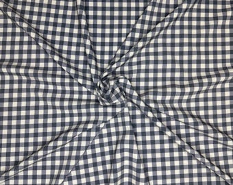 Bold Navy Gingham print Polyester Mikrofaser / Spandex 4-Wege-Stretch-Stoff