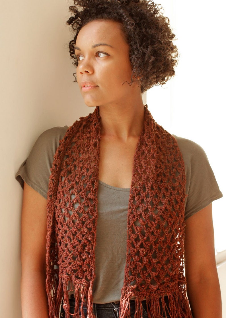 Picot Lace Crochet Scarf PDF Pattern image 1