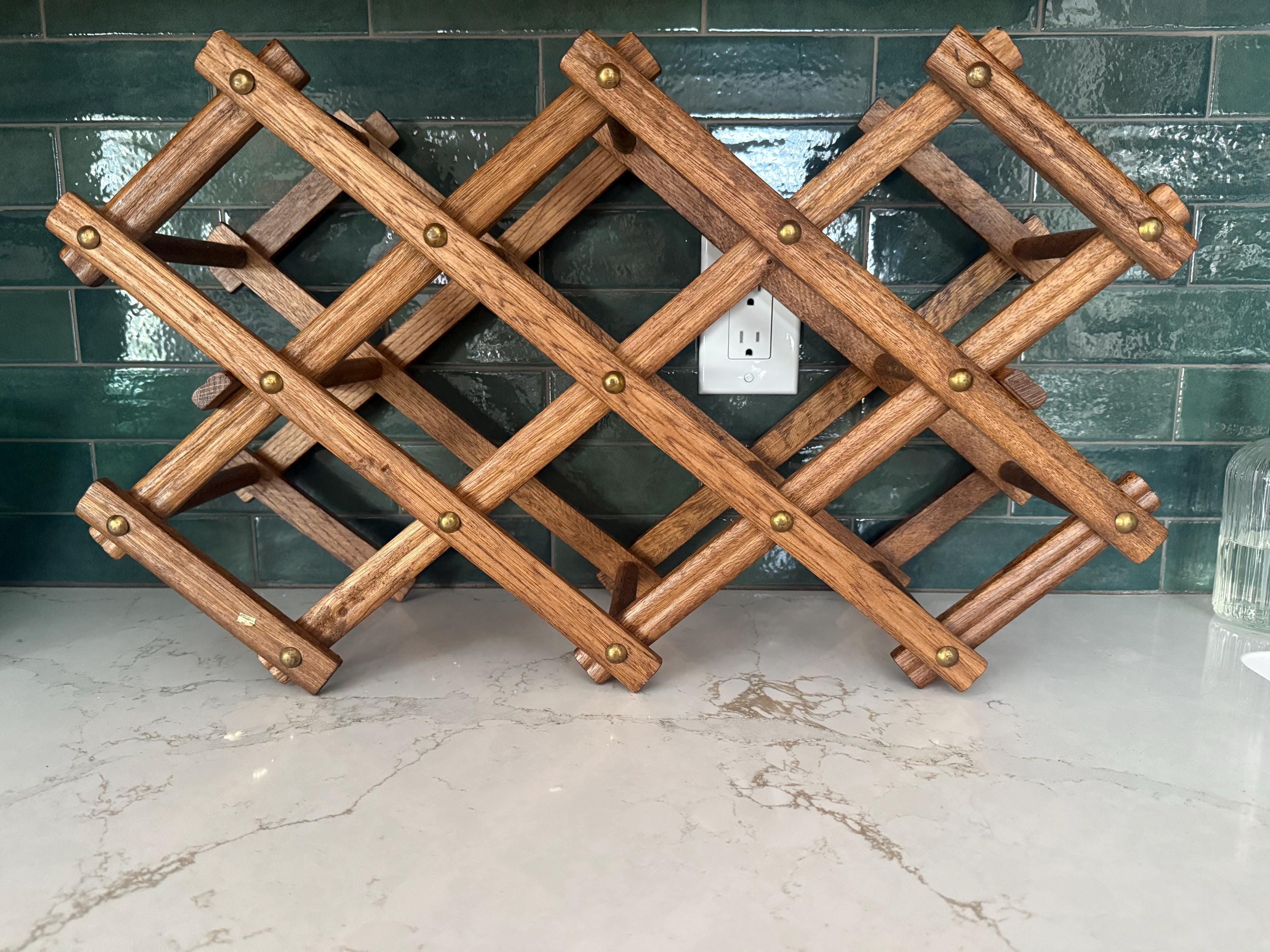 ヴィンテージの拡張可能な木製ワインラック - ミッドセンチュリー